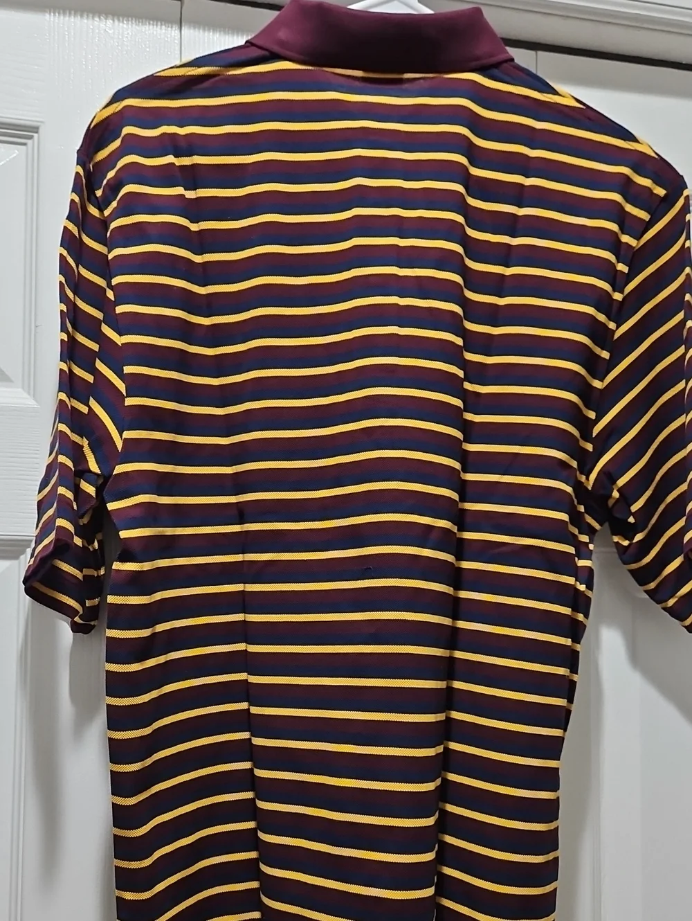 Striped Ralph Lauren Polo Golf Fit Shirt in Burgundy and Yellow